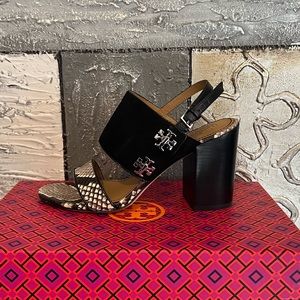 Gorgeous Tory Burch Snake Print Leather Sandal Excellent Used Condition size 6.5